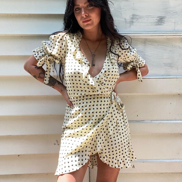 FOR LOVE AND LEMONS POLKA DOT HEART RETRO WRAP STYLE BOW PUFF